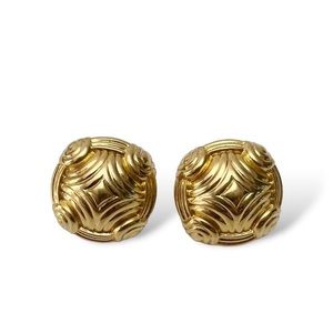 Vintage Swarovski Swan Signed Chunky Sculptural Goldtone Square Earrings